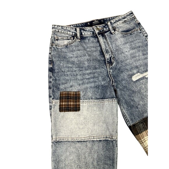 Hollister Ultra-High Rise Mom Jeans Patch Denim VintageStretch Women 5R 27x27 - Picture 2 of 11